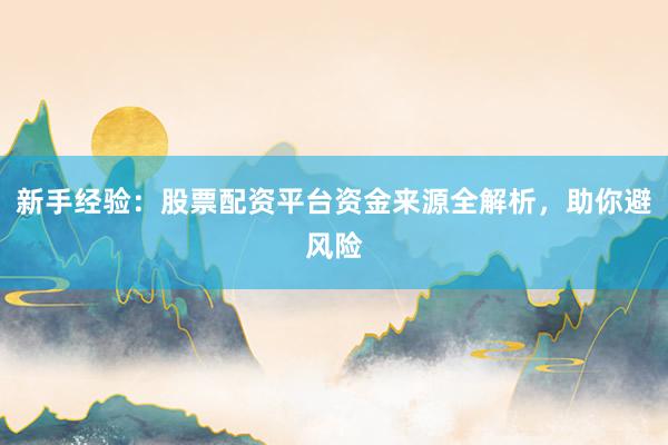 新手经验：股票配资平台资金来源全解析，助你避风险