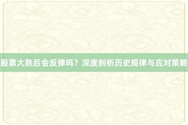 股票大跌后会反弹吗?深度剖析历史规律与应对策略