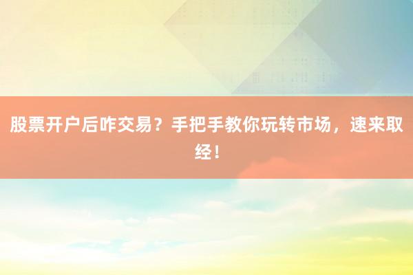 股票开户后咋交易?手把手教你玩转市场,速来取经!