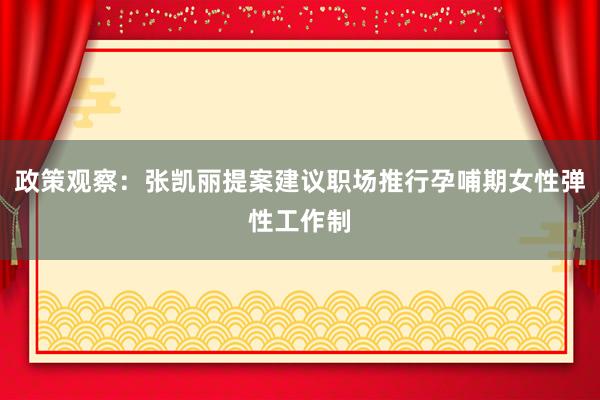 政策观察:张凯丽提案建议职场推行孕哺期女性弹性工作制